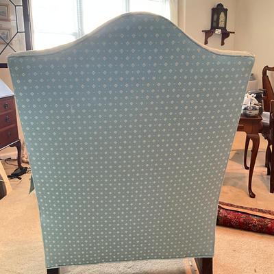 Antique Upholdstered Wingback Chair With Foot Stool