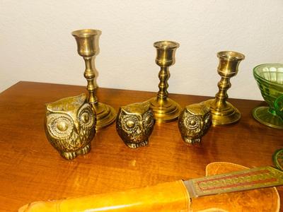 LONGABERGER BASKET, GREEN URANIUM DEPRESSION GLASS DESERT CUPS, NEAT PENCILS AND LETTER OPENER AND MORE