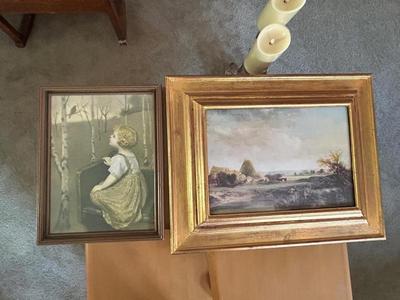 REINTHAL & NEWMAN N.Y. LITHOGRAPH PRINT BY JOHN DRESCHER “SPRING SONG BIRD” & VINTAGE LANDSCAPE PAINTING UNSURE OF ARTIST