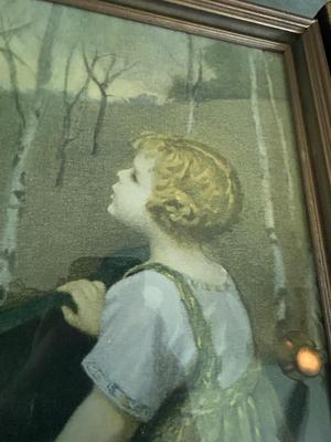 REINTHAL & NEWMAN N.Y. LITHOGRAPH PRINT BY JOHN DRESCHER “SPRING SONG BIRD” & VINTAGE LANDSCAPE PAINTING UNSURE OF ARTIST