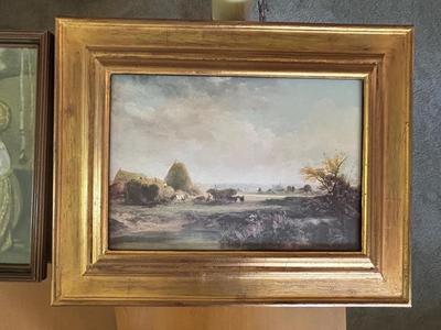 REINTHAL & NEWMAN N.Y. LITHOGRAPH PRINT BY JOHN DRESCHER “SPRING SONG BIRD” & VINTAGE LANDSCAPE PAINTING UNSURE OF ARTIST