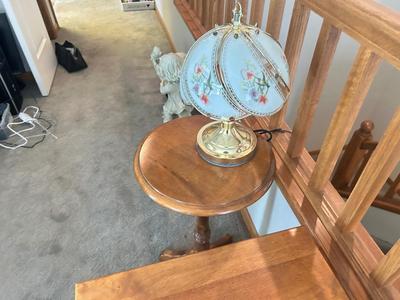 TWO ACCENT TABLES A BRASS TOUCH LAMP