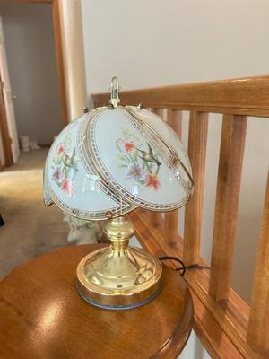 TWO ACCENT TABLES A BRASS TOUCH LAMP