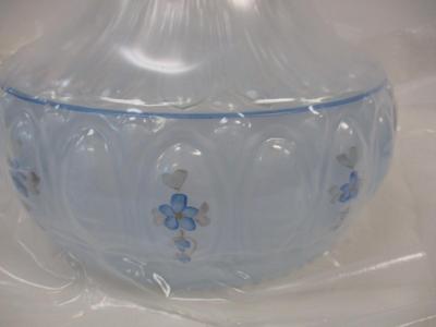 Aladdin Blue Meadow Flower Glass Oil Lamp Shade Clear Top 10" With Base #6