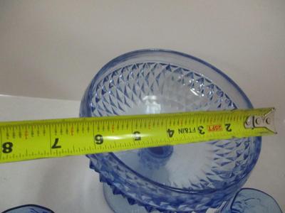 Vintage Avon Fostoria George/Martha Washington Cobalt Blue Pitcher - Diamond Point Regal Compote & Pedestal Bowl Indiana - The Seneca...