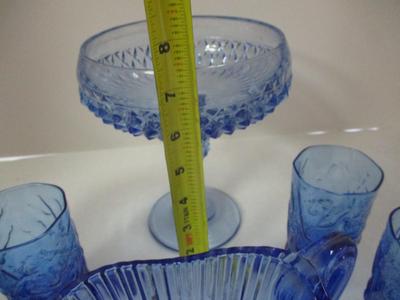 Vintage Avon Fostoria George/Martha Washington Cobalt Blue Pitcher - Diamond Point Regal Compote & Pedestal Bowl Indiana - The Seneca...