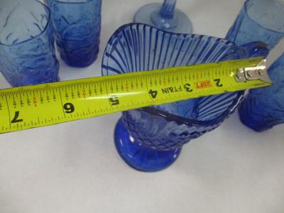 Vintage Avon Fostoria George/Martha Washington Cobalt Blue Pitcher - Diamond Point Regal Compote & Pedestal Bowl Indiana - The Seneca...