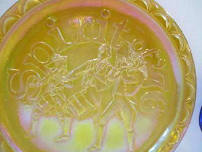 The Spirit of '76 Indiana Glass American Bicentennial Amber Carnival Glass Plate - Avon Mount Vernon George/Martha Washington...