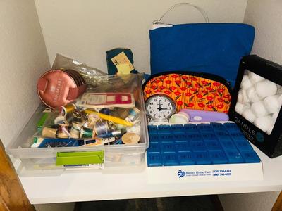SEWING & CRAFT SUPPLIES, PERSONAL CARE ITEMS AND VTG BABY BEN ALARM CLOCK
