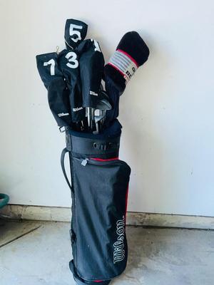 FULL SET OF WILSON GOLF CLUBS IN BAG WITH BALLS & TEES A ND A BONUS CALLAWAY TITAN 10° BIG BERTHA WAR BIRD DRIVER