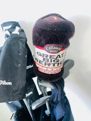FULL SET OF WILSON GOLF CLUBS IN BAG WITH BALLS & TEES A ND A BONUS CALLAWAY TITAN 10° BIG BERTHA WAR BIRD DRIVER