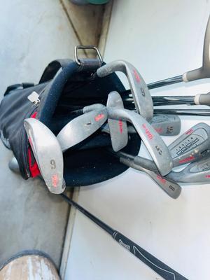FULL SET OF WILSON GOLF CLUBS IN BAG WITH BALLS & TEES A ND A BONUS CALLAWAY TITAN 10° BIG BERTHA WAR BIRD DRIVER