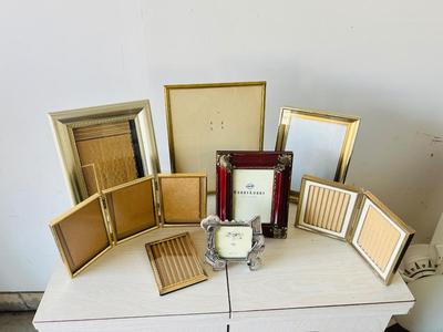 BRASS AND SILVER TONE PICTURE FRAMES