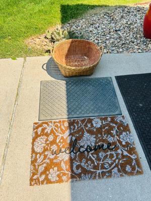 WELCOME AND ENTRY DOOR MATS PLUS A SHOE BASKET