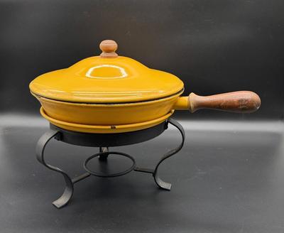 Gold Descoware Porcelain Fondue Pot 1960-1970