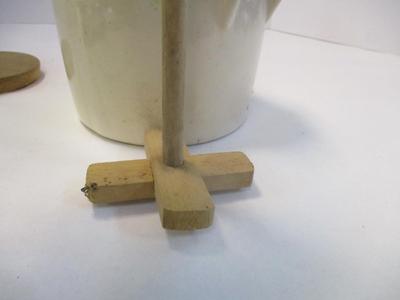 Antique Crock Stoneware Butter Churn With Handles