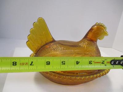 Vintage Indiana Glass Amber Brown Hen On Nest Covered Candy Dish
