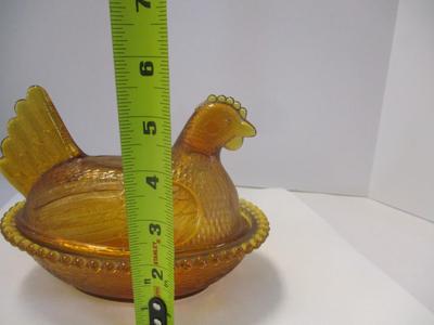 Vintage Indiana Glass Amber Brown Hen On Nest Covered Candy Dish