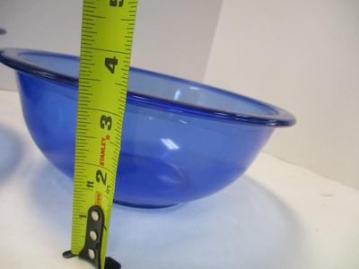 Vintage Pyrex Cobalt Blue Mixing Bowls Approx 10" & 8 1/2"