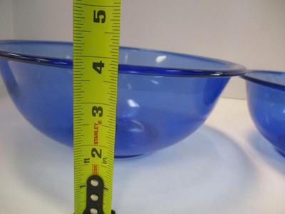 Vintage Pyrex Cobalt Blue Mixing Bowls Approx 10" & 8 1/2"