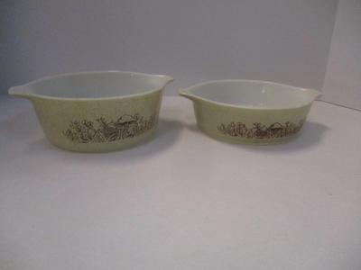 Vintage Pyrex Forest Francies Mushroom Casserole Baking Dishes
