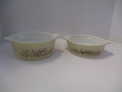 Vintage Pyrex Forest Francies Mushroom Casserole Baking Dishes