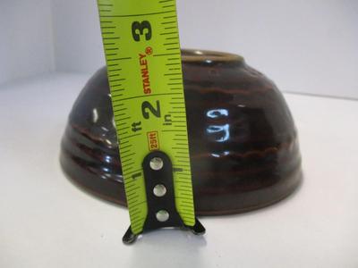 Antique Brown Embossed Stoneware Pottery Mixing Bowls Primitive Farmhouse Made In USA