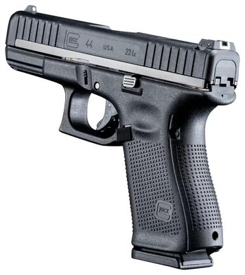 Sale Photo Thumbnail #20: MANUFACTURER: GLOCK
FAMILY: G44 Series
MODEL: G44
TYPE: Semi-Auto Pistol
ITEM GROUP: Centerfire Polymer Pistols
ACTION: Safe Action
CALIBER/GAUGE: 22 LR
FINISH: nDLC
FINISH TYPE: Black
FRAME: Polymer Frame
BARREL: 4.02"
OVERALL LENGTH: 7.28"
CAPACITY: 10 
