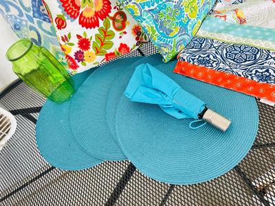 OUTDOOR. PILLOWS, TABLE RUNNER, PLACEMATS, AMERICAN FLAG, UMBRELLA AND MORE