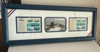 Sale Photo Thumbnail #217: Produced by the Mystic Stamp Company. Center pane is the cover of the original booklet, left and right panes each have 5 different submarine stamps. In good condition.