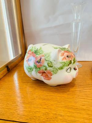 CUTE LITTLE PIGGY BANK, BARVARIA PLATE AND MCCOY DISH