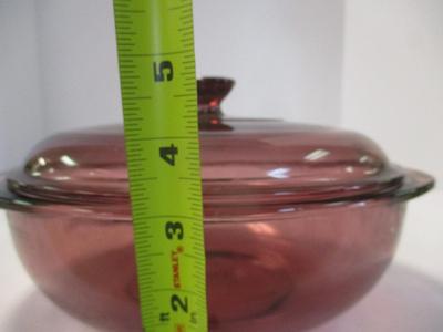 Pyrex Corning Cranberry Casserole Dish With Lid & 2 Handles
