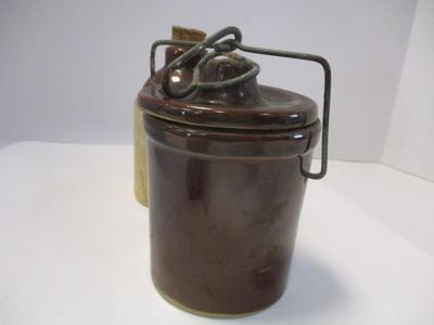Vintage Cheese Crock w/ Locking Lid & Vintage Small Crock With Cork Honey Stoneware