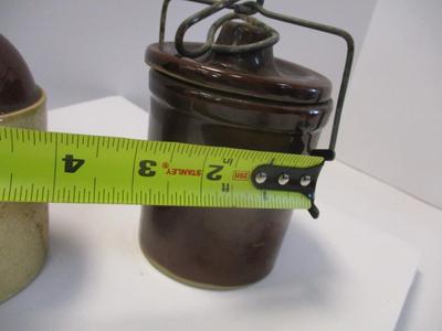 Vintage Cheese Crock w/ Locking Lid & Vintage Small Crock With Cork Honey Stoneware