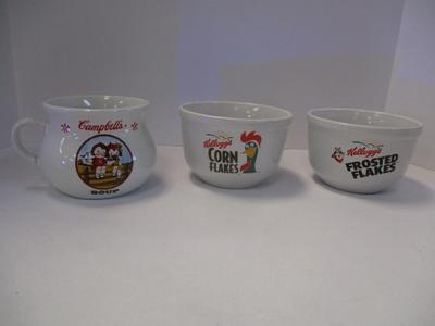 Campbell's Soup Cup Kellogg's Corn Flakes & Frosted Flakes Bowls