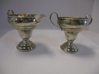 Preisner Sterling Silver Antique Weighted Creamer & Sugar Bowl