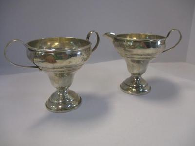 Preisner Sterling Silver Antique Weighted Creamer & Sugar Bowl