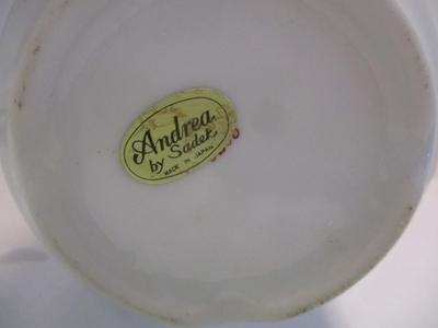Andrea By Sadek Porcelain Mustache Teacup Mug & Trinket DIsh