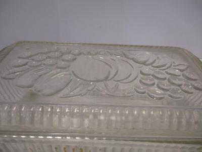 Vintage Federal Glass Refrigerator Covered Dish Embossed Vegetable & Square Dish Ribbed 1932 Anchor Hocking Vintage Design