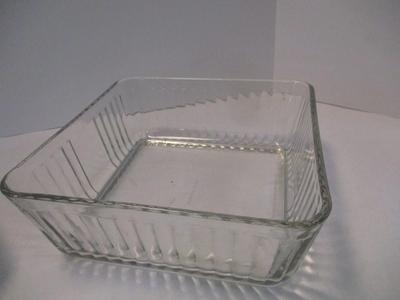 Vintage Federal Glass Refrigerator Covered Dish Embossed Vegetable & Square Dish Ribbed 1932 Anchor Hocking Vintage Design