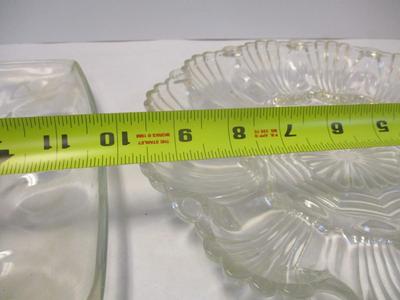Anchor Hocking Glass Deviled Egg Round Dish & Vintage Hazel Atlas Colony Clear Deviled Egg Server