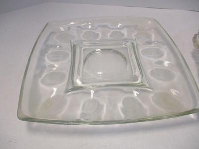 Anchor Hocking Glass Deviled Egg Round Dish & Vintage Hazel Atlas Colony Clear Deviled Egg Server