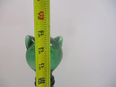 Vintage 14 1/2" MCM Green Glass Kitty Cat Empoli Italian Bottle Decanter 1960's