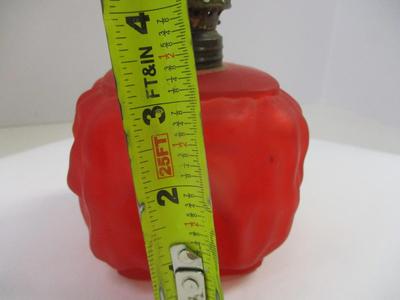 Antique P&A MFG Co. Acorn Red Satin Drapery Glass Kerosene Oil Lamp With Burner & Chimney