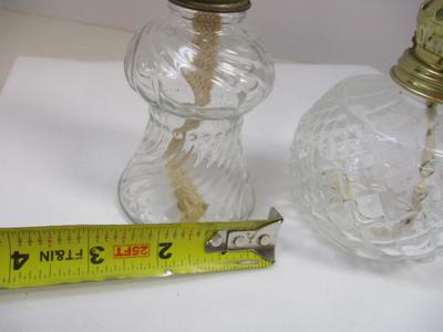 Vintage Small Swirl Glass Oil Lamp & Retro Oil Lamp