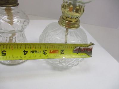 Vintage Small Swirl Glass Oil Lamp & Retro Oil Lamp