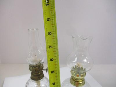 Vintage Small Swirl Glass Oil Lamp & Retro Oil Lamp