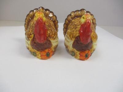Bella Casa By Ganz Ceramic Turkey Salt & Pepper Shakers Set Hand Painted