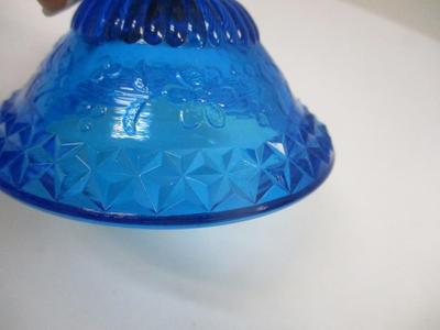 Blue Vaseline Glass Wildflower Covered Candy Dish