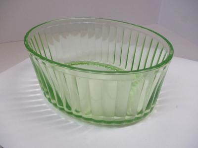 Uranium/Vaseline Glass Fluted Casserole Dish